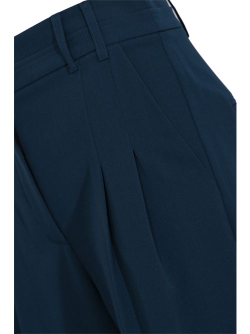 Pantaloni palazzo in gabardina di misto viscosa con pinces Lagoon Blue Patrizia Pepe | 8P0794 A498CA97